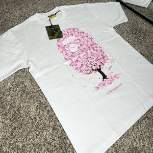 Bape White and Pink Short Sleeve Tee